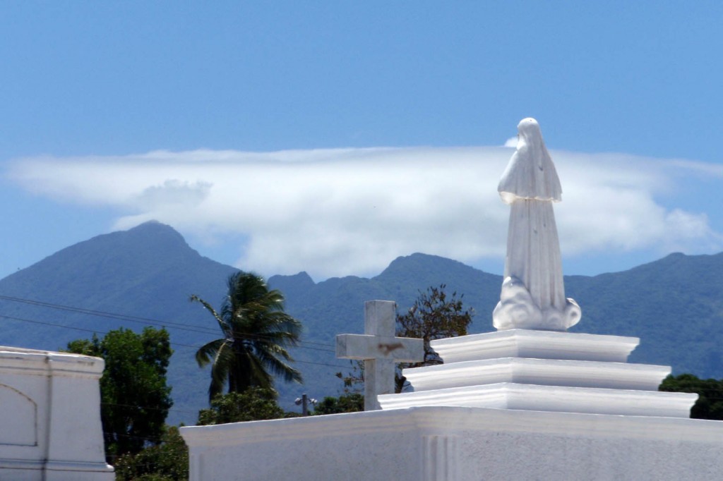 tomb statue facing the mountains of Nicaragua