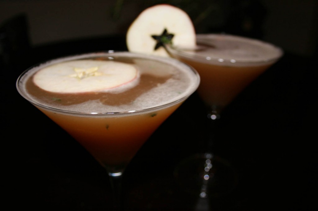 apple thyme bourbon martini
