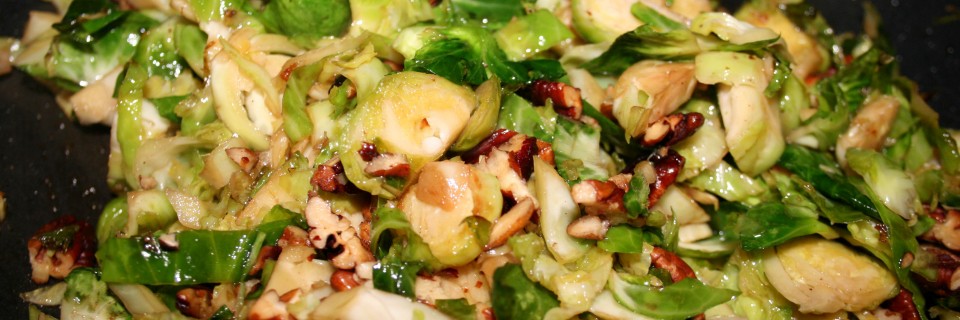 caramelized brussels sprouts with toasted pecans